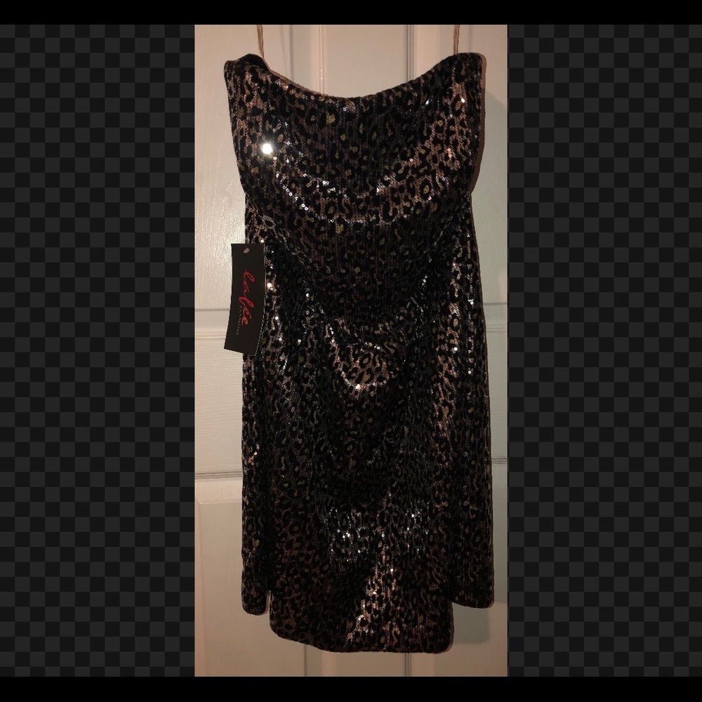 Sequin Leopard / Cheetah Print Strapless Prom Dress!